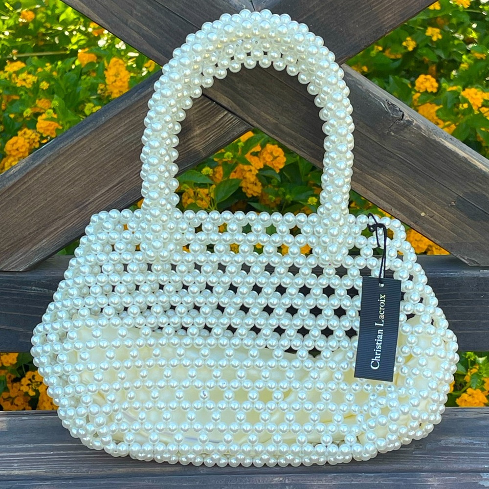 NEW Christian Lacroix Pearl Woven Purse